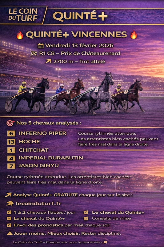 Analyse Quinté+ du 13/02/2026 Vincennes