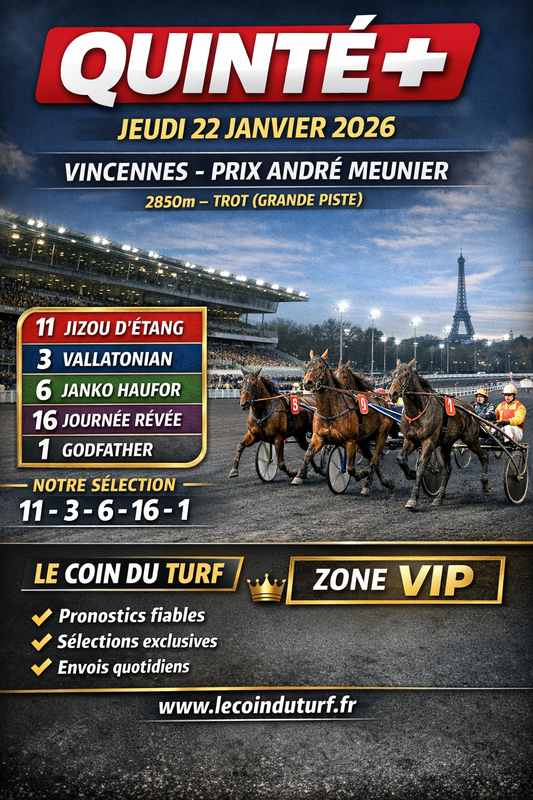 🏇 Quinté+ du 22/01/2026 – VINCENNES – Prix André Meunier