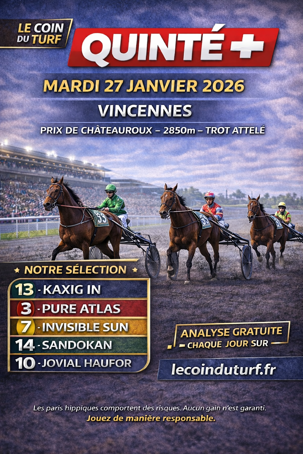 Analyse Quinté+ du mardi 27 janvier 2026 – Prix de Châteauroux
