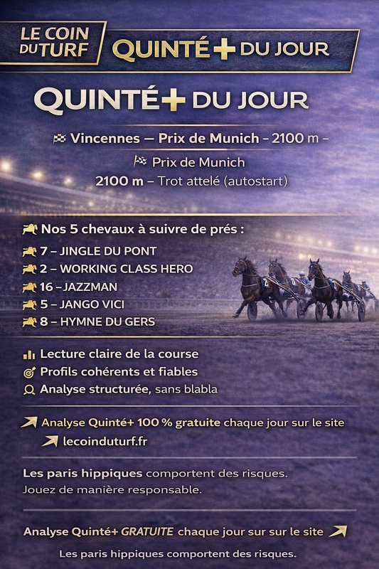 Analyse Quinté+ du samedi 7/2/2026  Vincennes – Prix de Munich