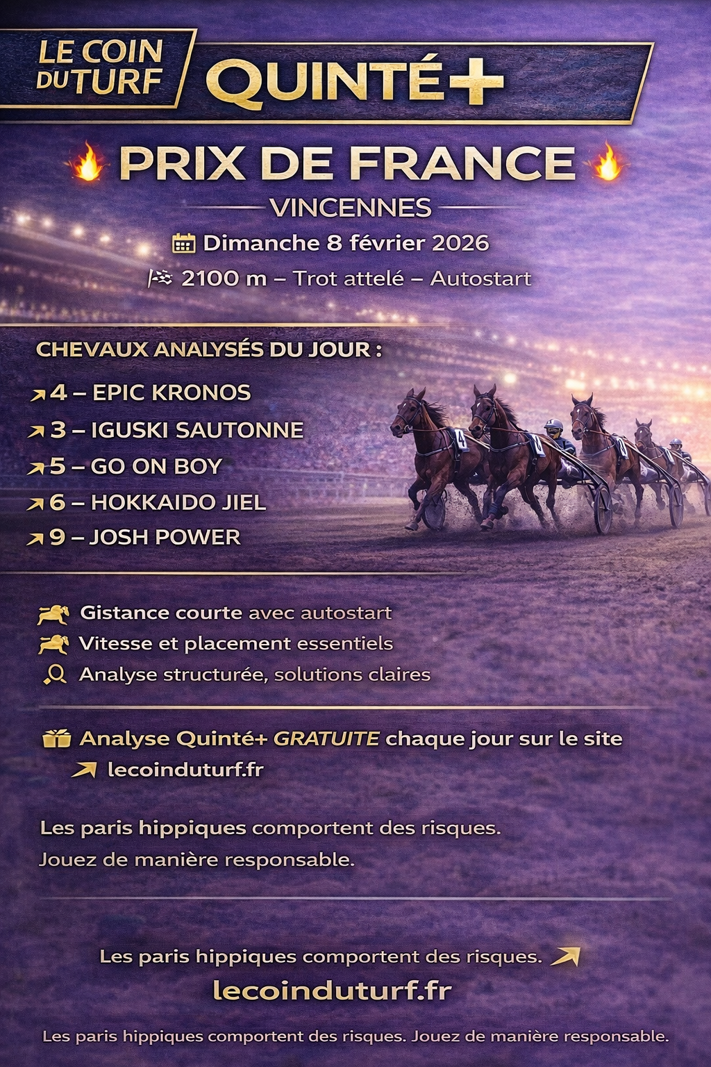 Analyse Quinté+ du 8/2/2026 - Vincennes – Prix de France