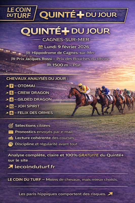 Analyse Quinté+ du 9/2/2026 – Prix Jacques Rossi / Prix des Bouches du Rhône